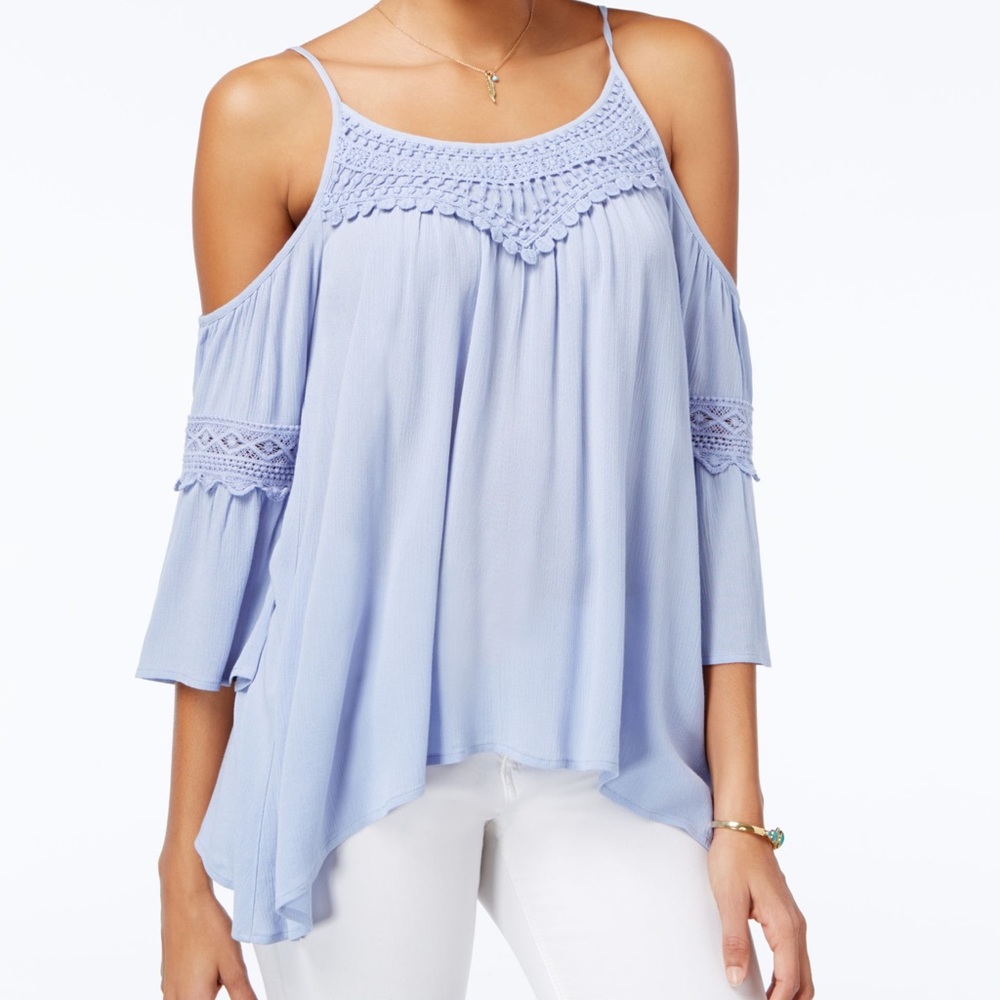NWT American Rag Crochet-Trim Off-The-Shoulder Top, XS